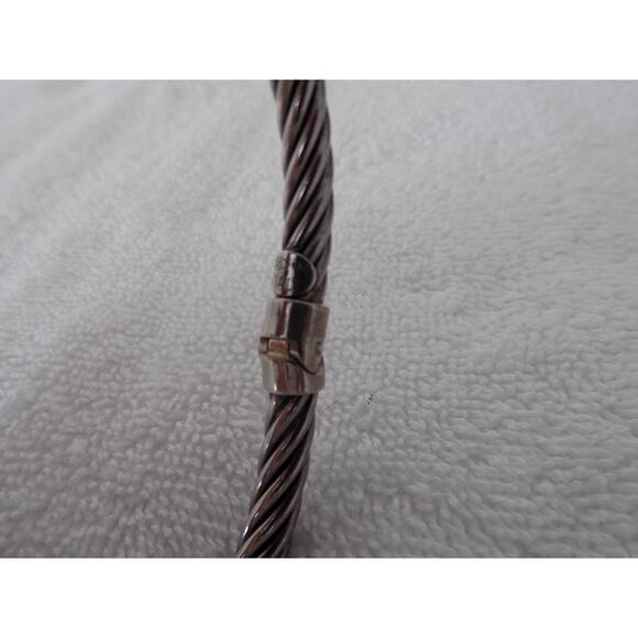 Italian 925 sterling silver 18K twisted bangle bracelet - Picture 7 of 10